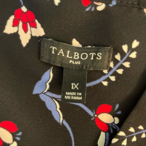 NWOT Talbots Black Floral Blouse Red White & Blue | Size 1X - Picture 6 of 7